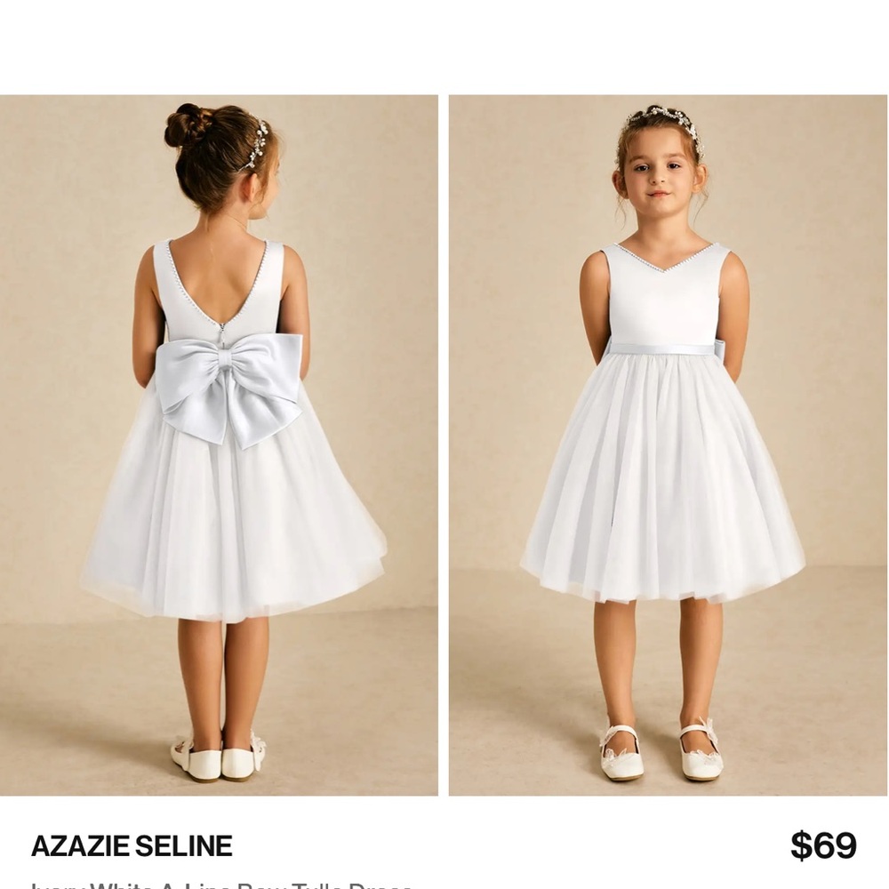 Azazie Seline Ivory Dress with Bow